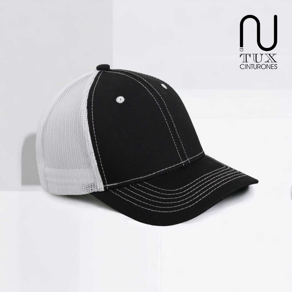 Foto 4 pulgar | Gorra Premium De Gabardina C/ Red Con Malla Atras Negro Red Blanca