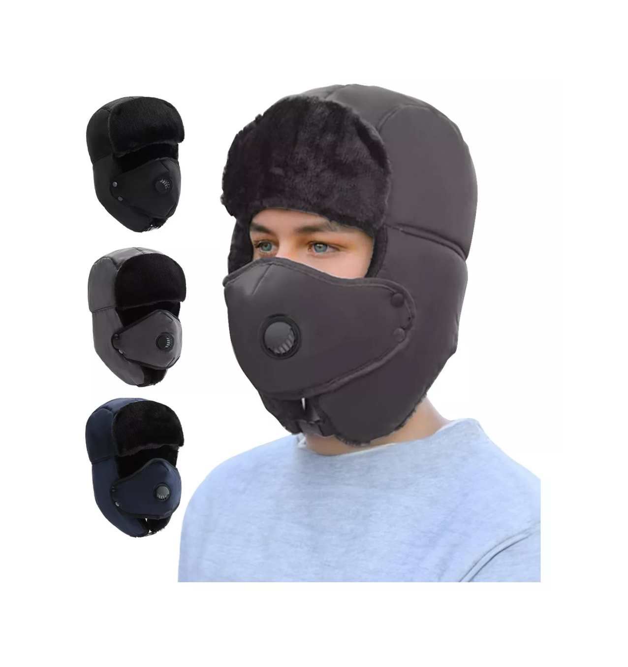 Foto 4 pulgar | Gorro para Esquí Protector de Orejas y Rostro Gris Unisex