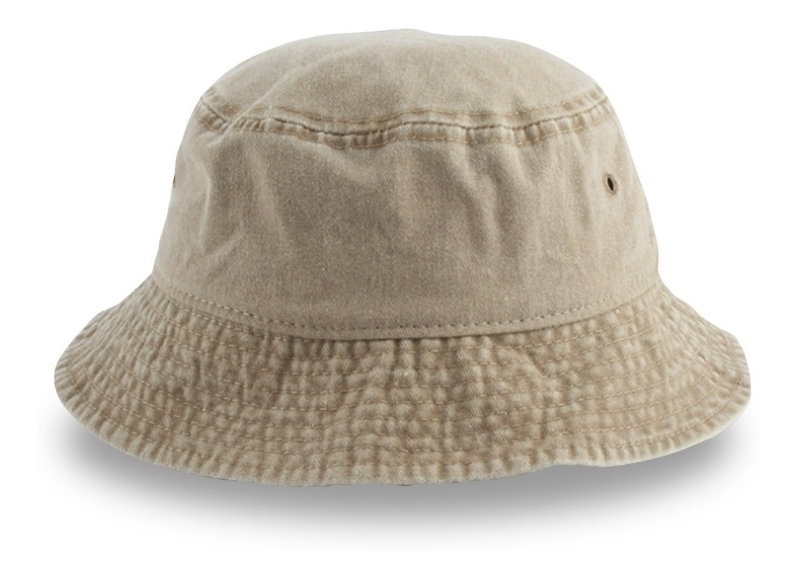 Bucket Hat Hipster Vedicci Gorro Pescador Vintage Deslavado Marrón Claro