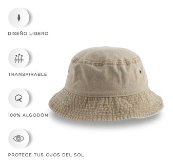 Foto 2 | Bucket Hat Hipster Vedicci Gorro Pescador Vintage Deslavado Marrón Claro