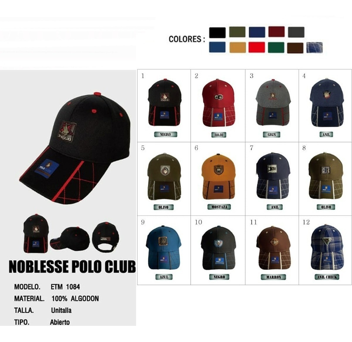 Foto 4 pulgar | Gorra de Beisbol Noblesse Polo Club M2102 Verde Oscuro/Gris