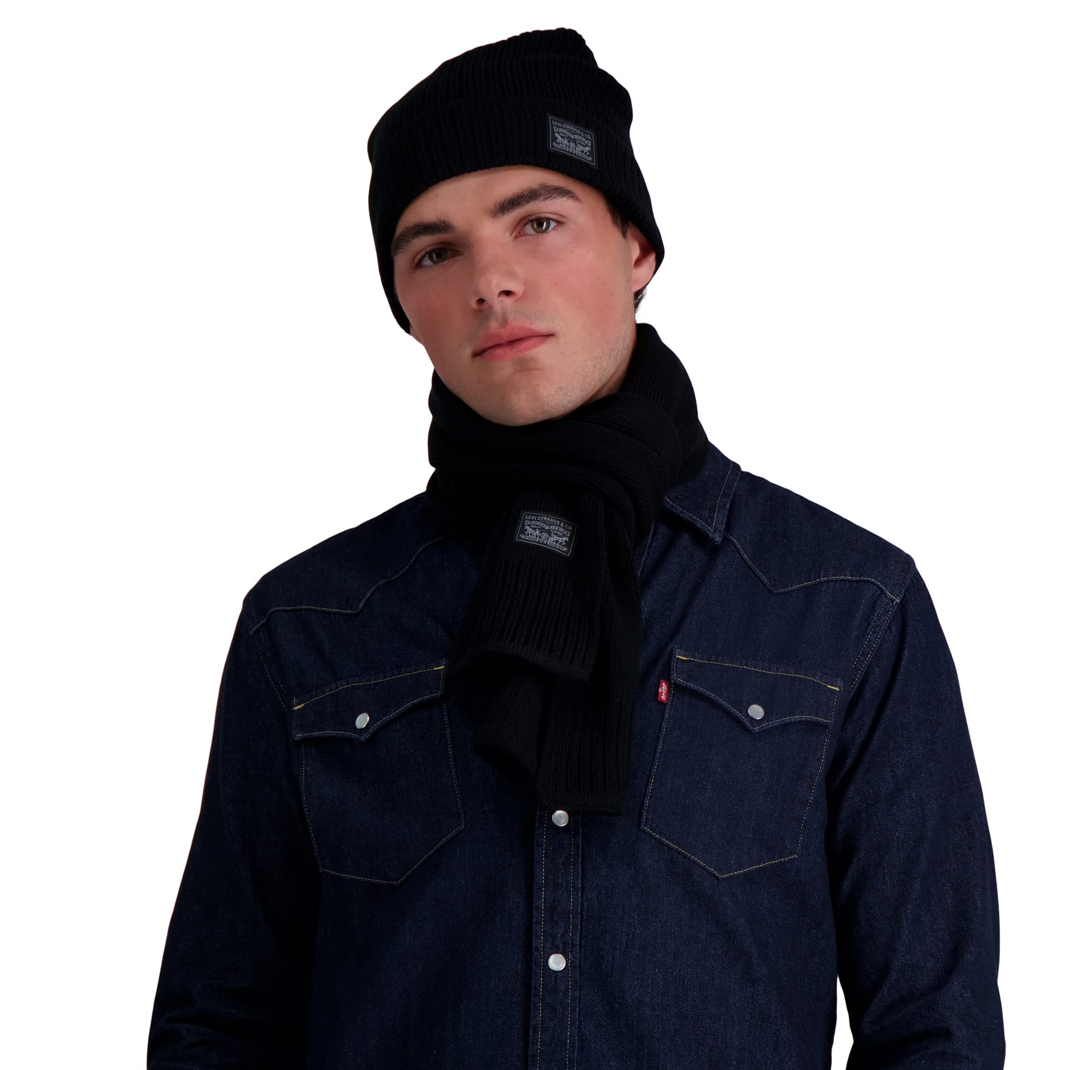 Foto 8 pulgar | Venta Internacional - Set de Gorro y Bufanda Levi's Negros para Hombre