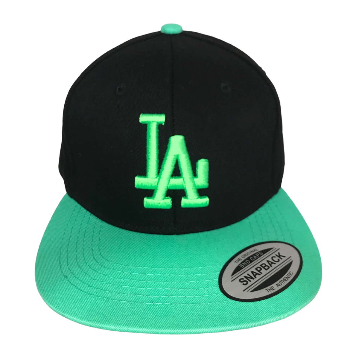 Gorra Plana Premium Bordada Negro/ Menta