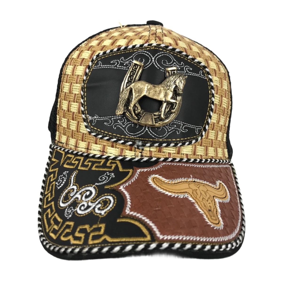 Gorra Trucker Charra Vaquera Bordada Negro Caballo Metal $350