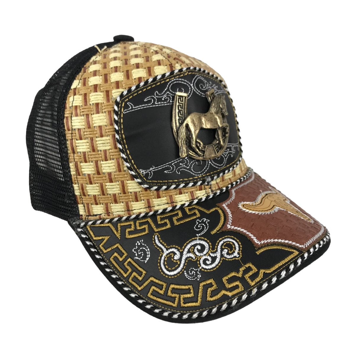 Foto 4 pulgar | Gorra Trucker Charra Vaquera Bordada Negro Caballo Metal