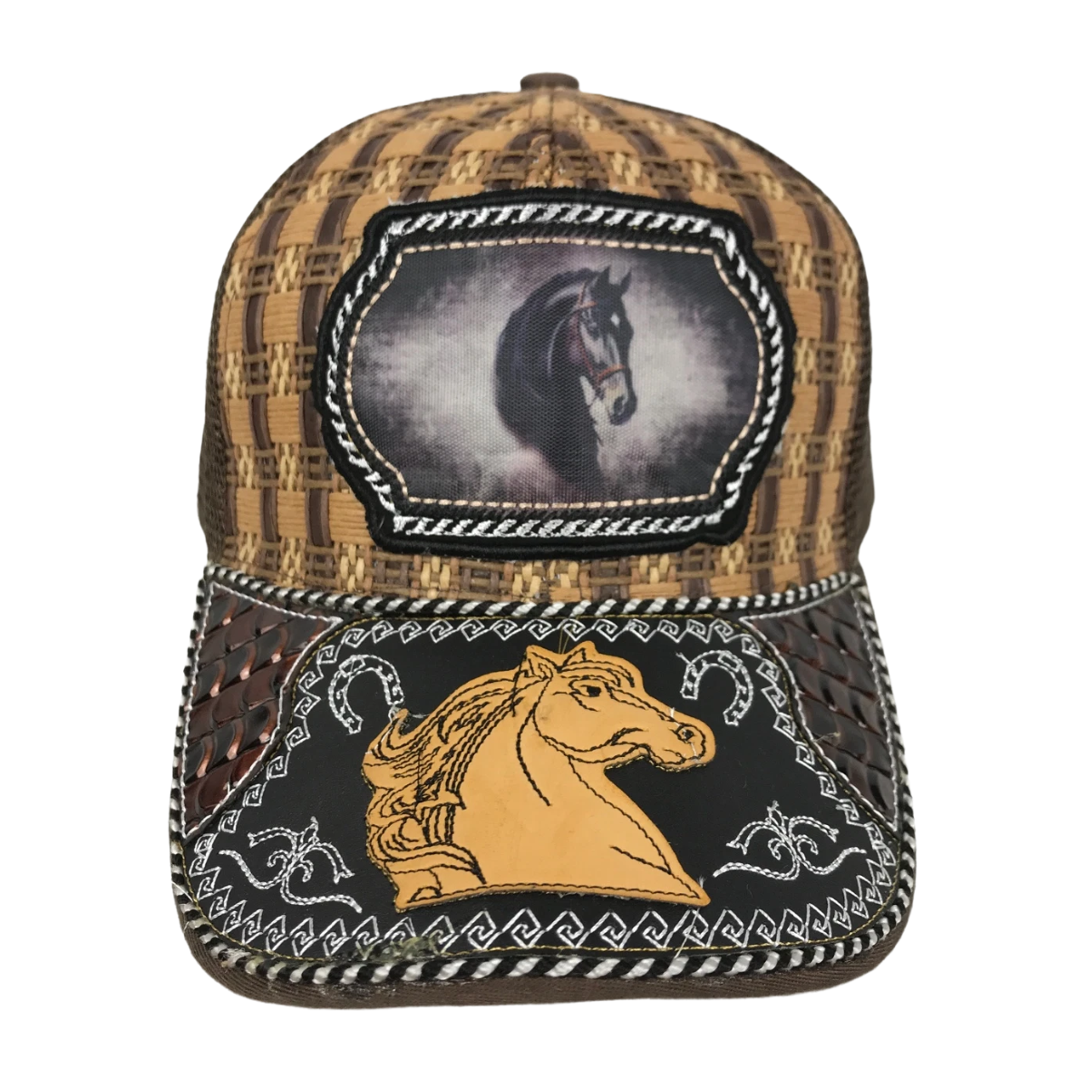 Foto 2 pulgar | Gorra Trucker Charra Vaquera Bordada Marrón Caballo Bordada