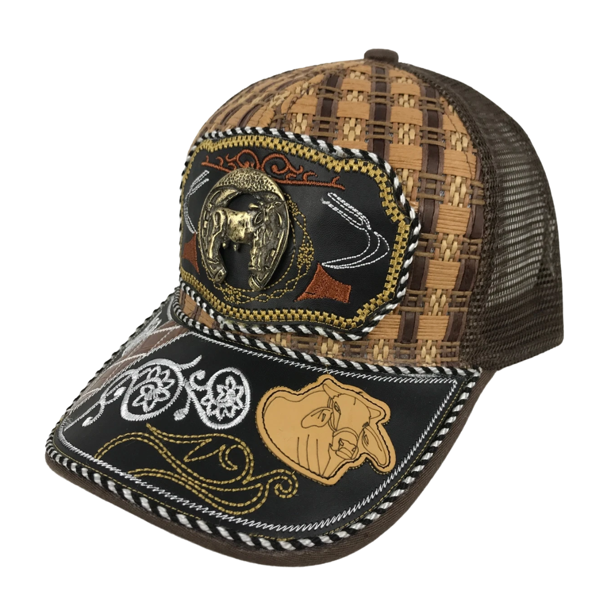 Foto 2 | Gorra Trucker Charra Vaquera Bordada Marrón Herradura Metal