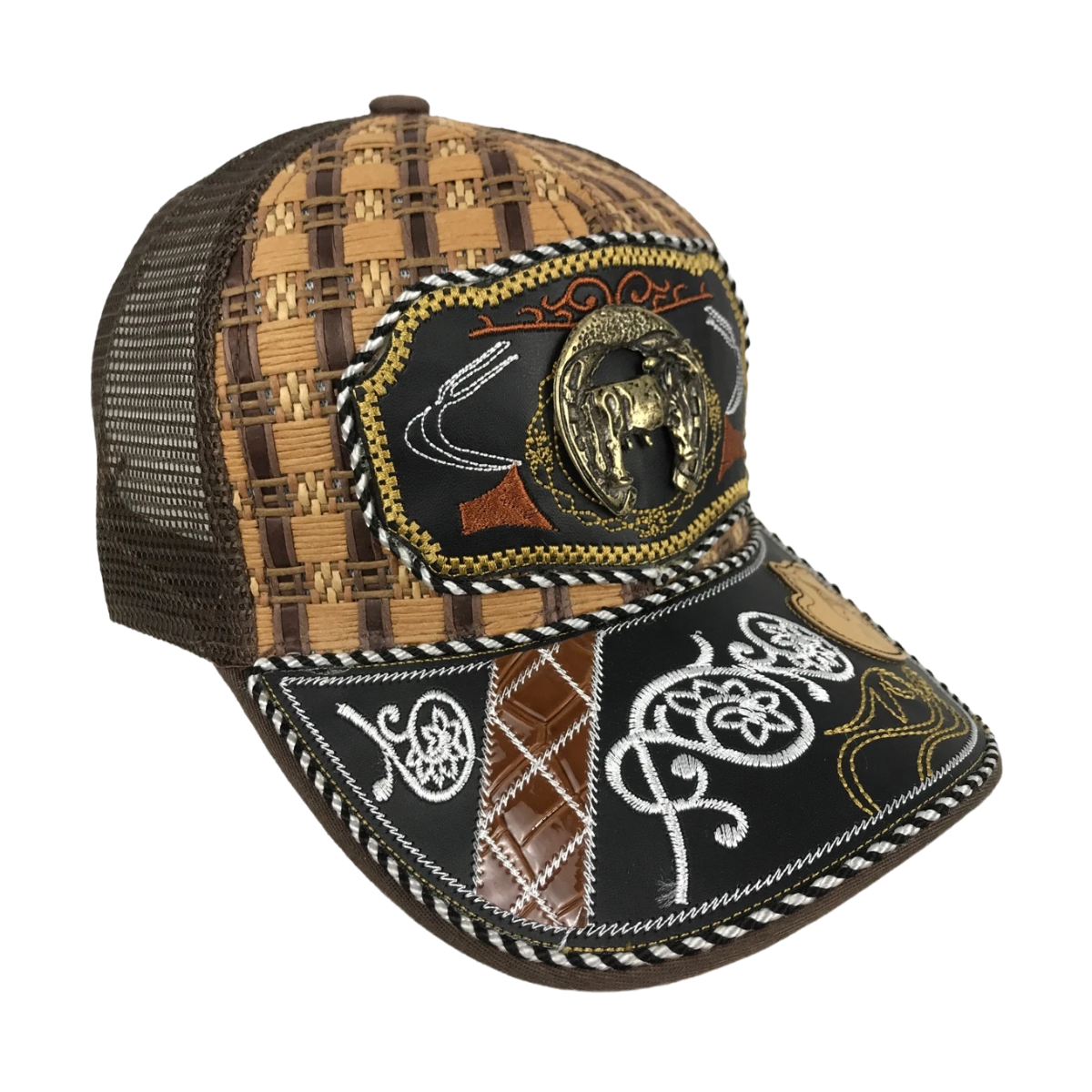 Foto 4 pulgar | Gorra Trucker Charra Vaquera Bordada Marrón Herradura Metal