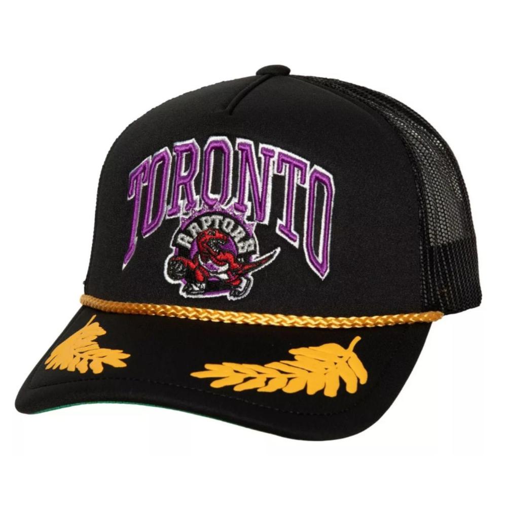 Foto 2 pulgar | Gorra Mitchell & Ness Gold Leaf Trucker Hwc Raptors Nba Negro