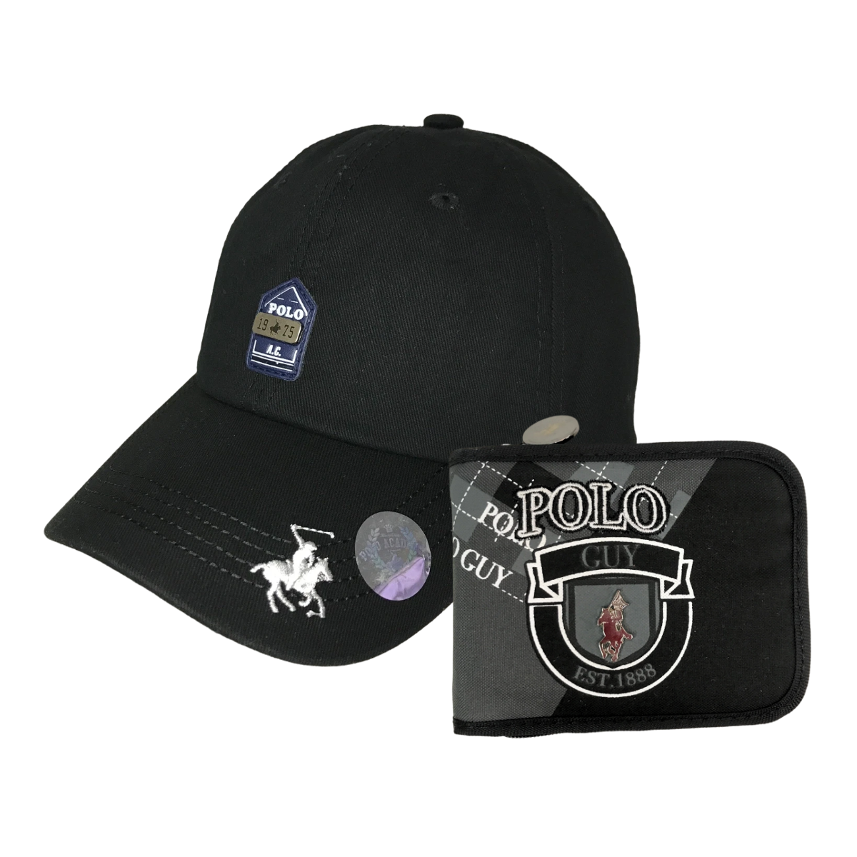 Foto 1 | Kit Gorra Y Cartera De Cierre Polo Guy Negro