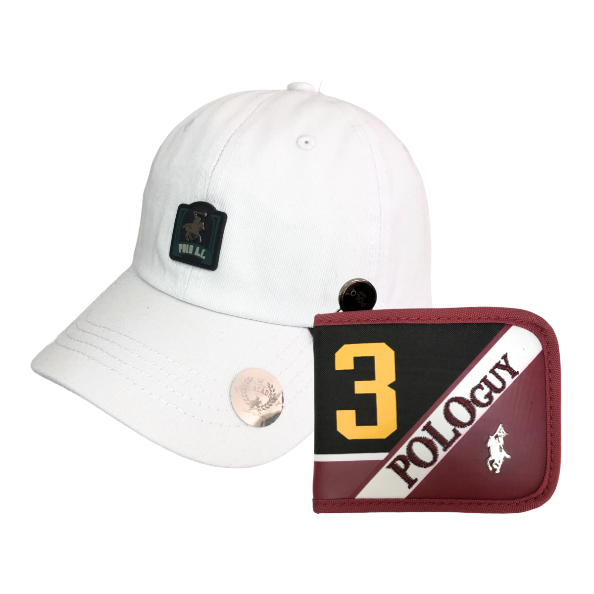 Foto 2 pulgar | Kit Gorra Y Cartera De Cierre Polo Guy Blanco