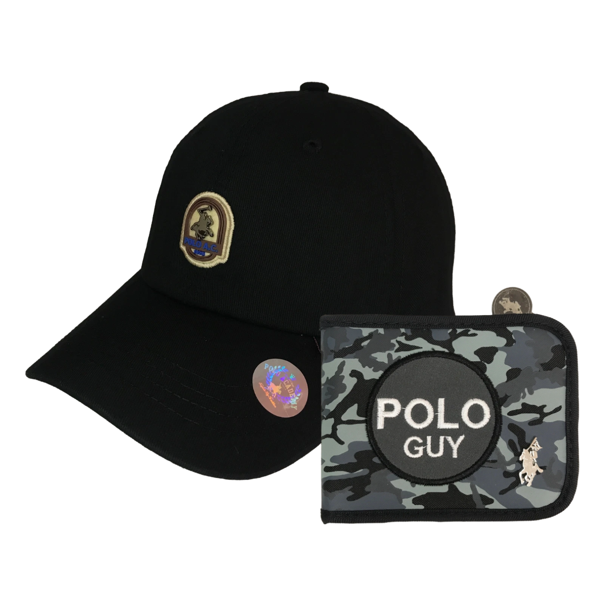 Foto 2 pulgar | Kit Gorra Y Cartera De Cierre Polo Guy  Gris Oscuro