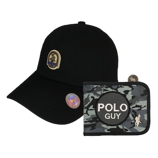 Foto 1 | Kit Gorra Y Cartera De Cierre Polo Guy Gris Oscuro