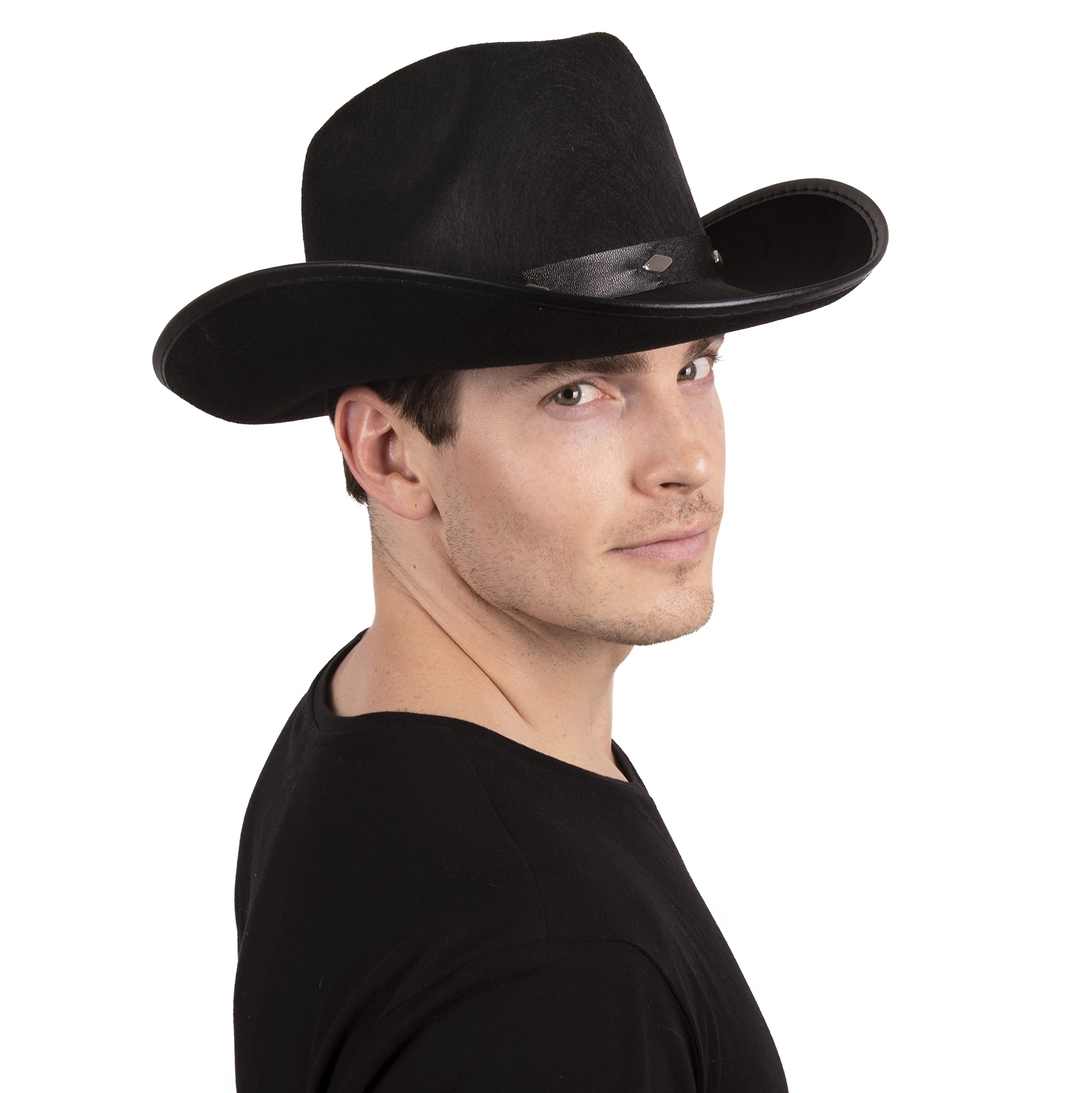 Foto 4 pulgar | Sombrero Vaquero De Fieltro Negro Tipo Canguro Para Hombre Y Mujer - Venta Internacional.