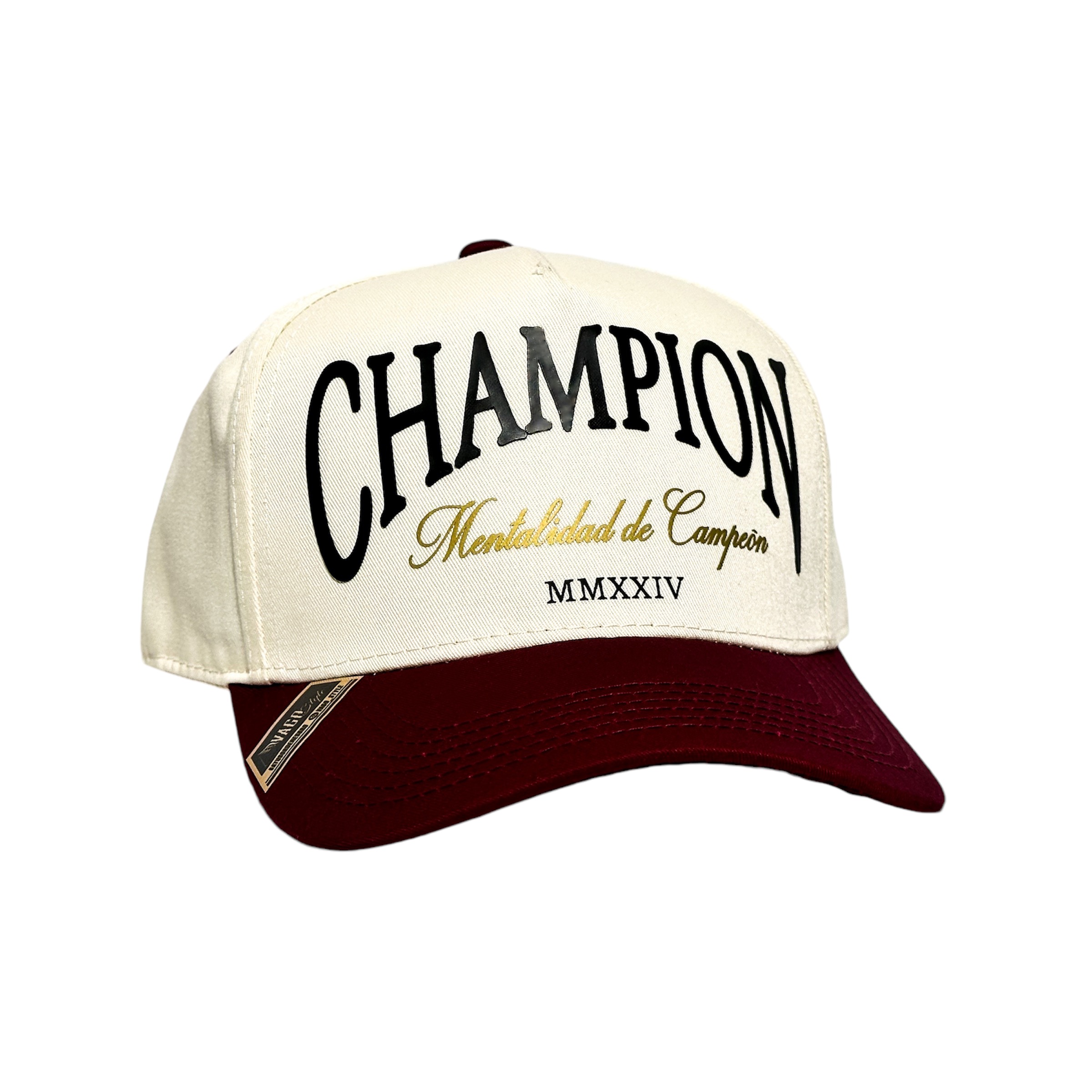 Foto 2 pulgar | Vago Style Champion Gorra Unica Artesanal Marfil Ajustable Con Visera Curva Tinta