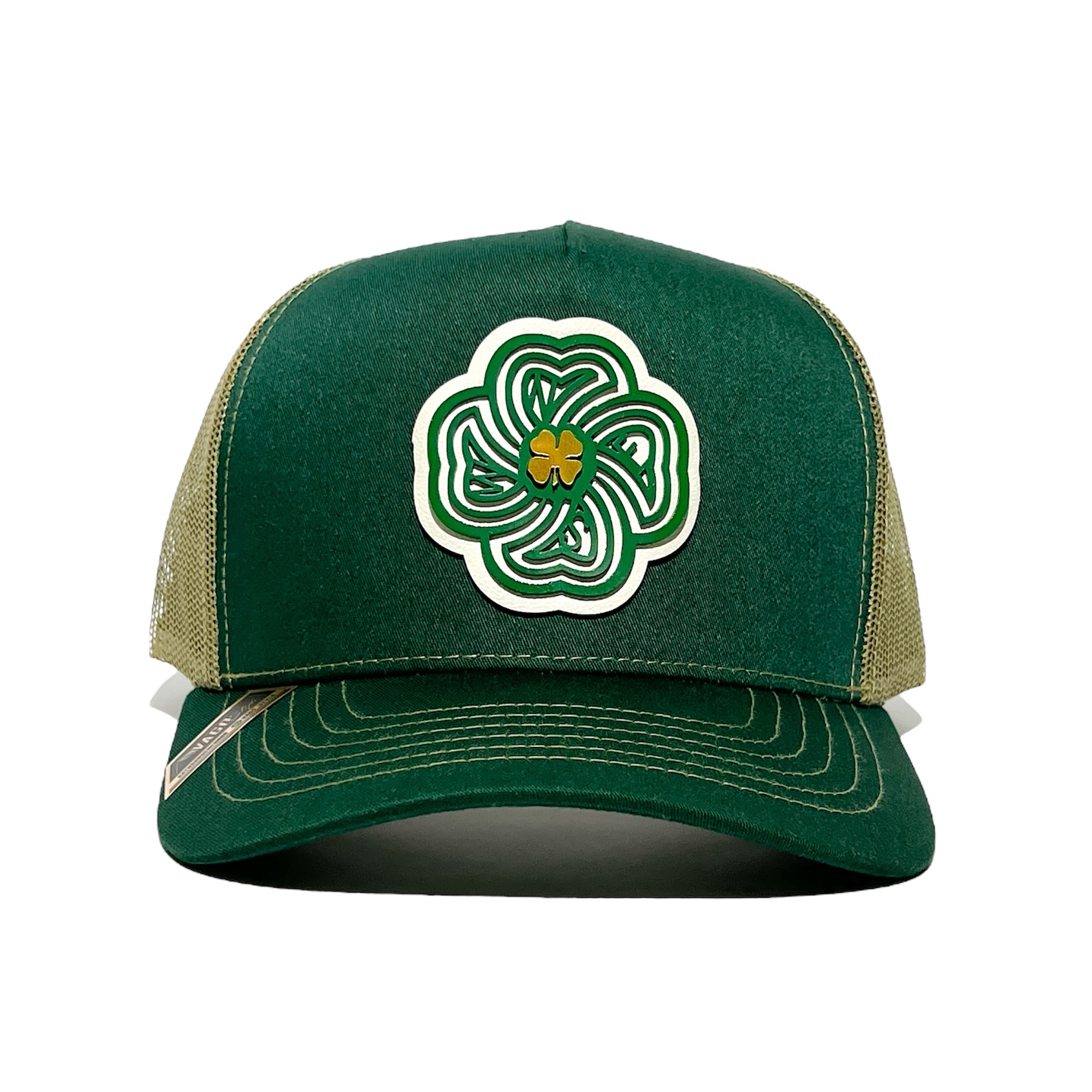 Foto 2 | Vago Style Lucky Trébol Gorra Unica Artesanal Verde Obscuro Y Malla Dorada Ajustable Con Visera Curva