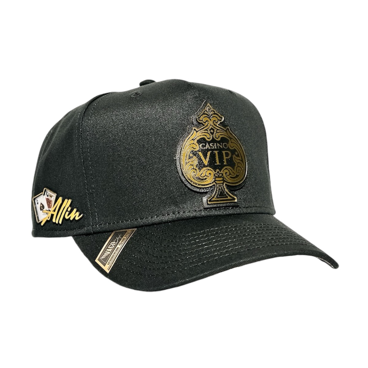 Vago Style All In Gorra Unica Artesanal Negra Ajustable Con Visera Curva Con Estampado Jocker Bajo Visera