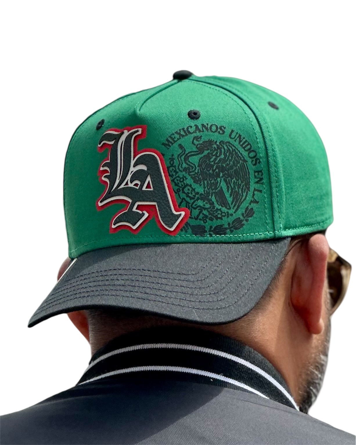 Foto 4 pulgar | Vago Style La Mx Gorra Unica Artesanal Verde Ajustable Con Visera Curva Negra