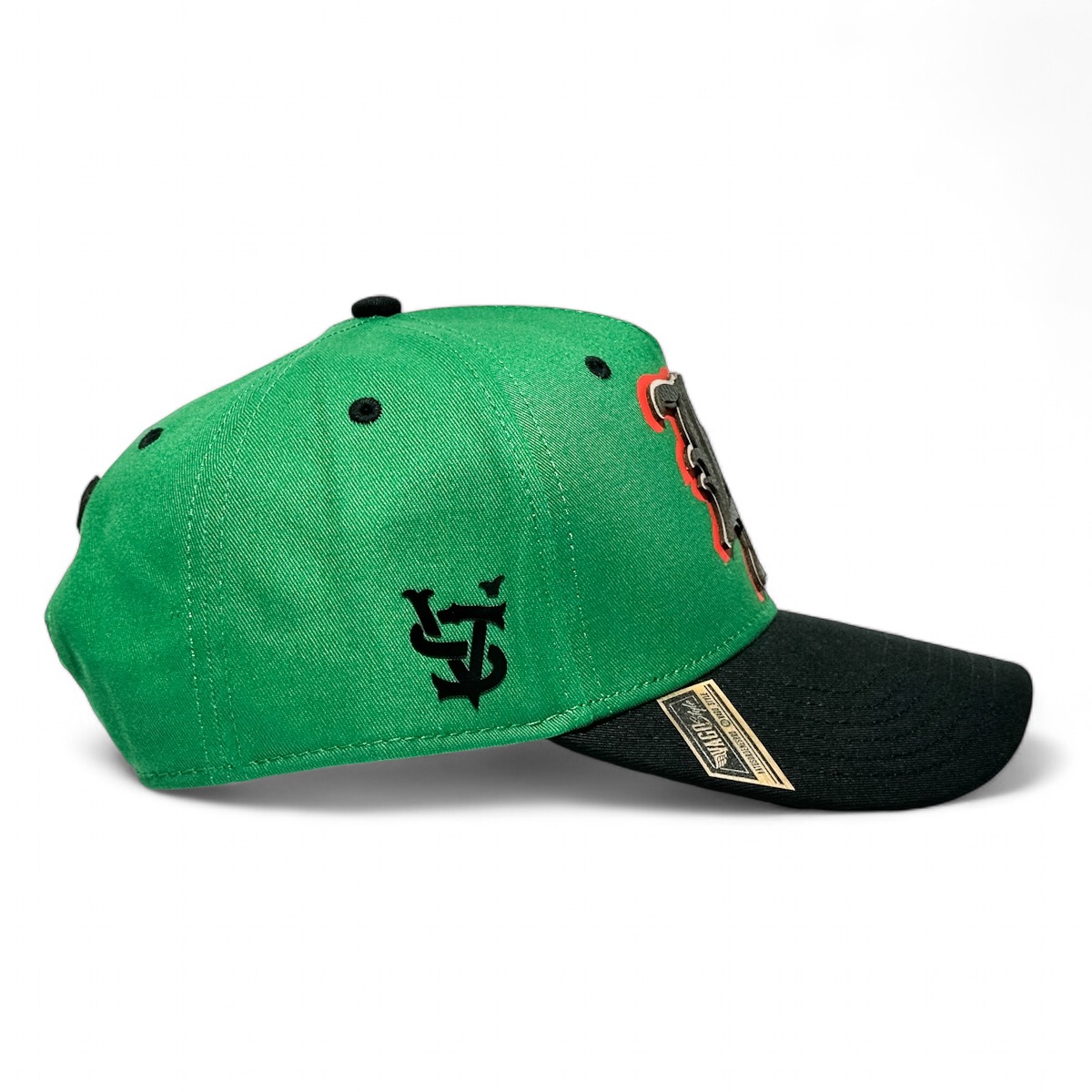 Foto 5 pulgar | Vago Style La Mx Gorra Unica Artesanal Verde Ajustable Con Visera Curva Negra