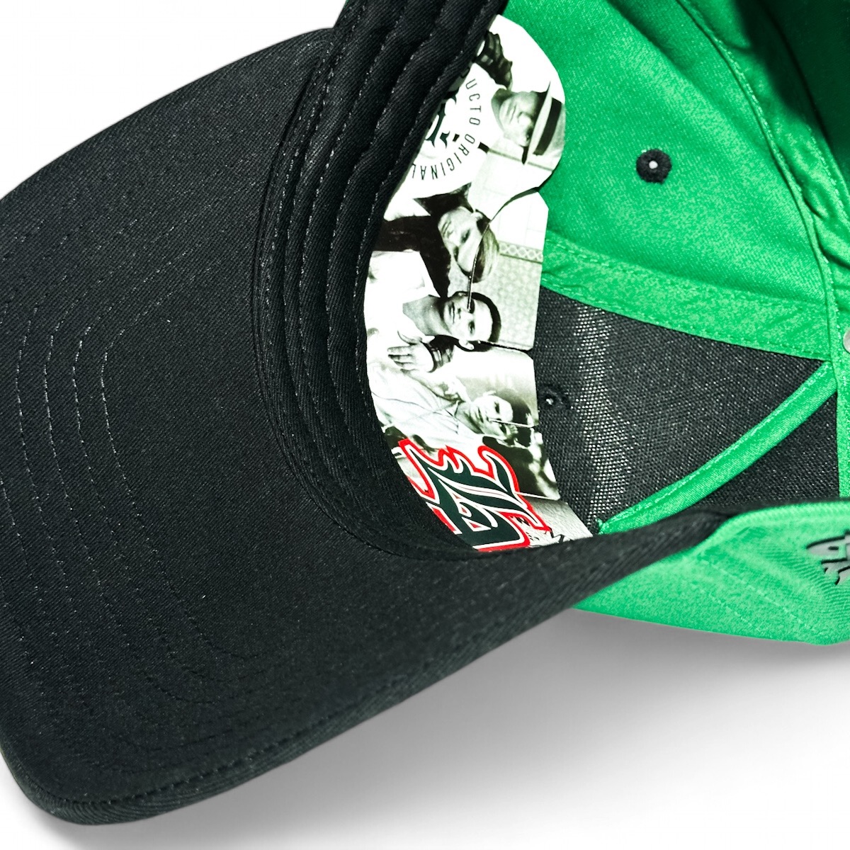 Foto 7 pulgar | Vago Style La Mx Gorra Unica Artesanal Verde Ajustable Con Visera Curva Negra