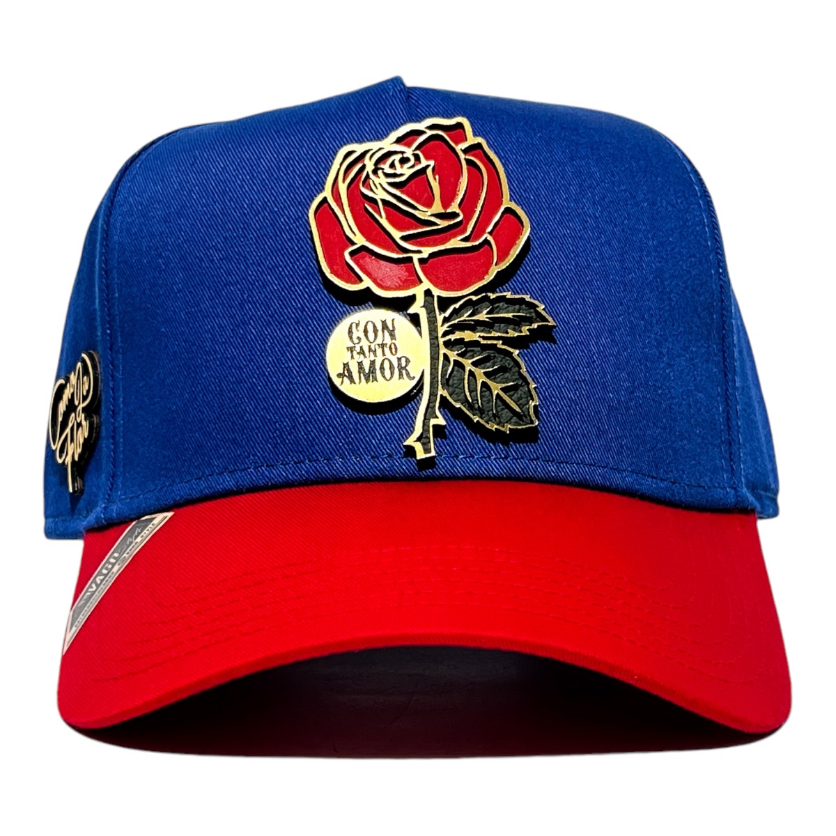 Foto 3 pulgar | Vago Style Como La Flor Gold Gorra Unica Artesanal Azul Rey Ajustable Con Visera Curva Roja