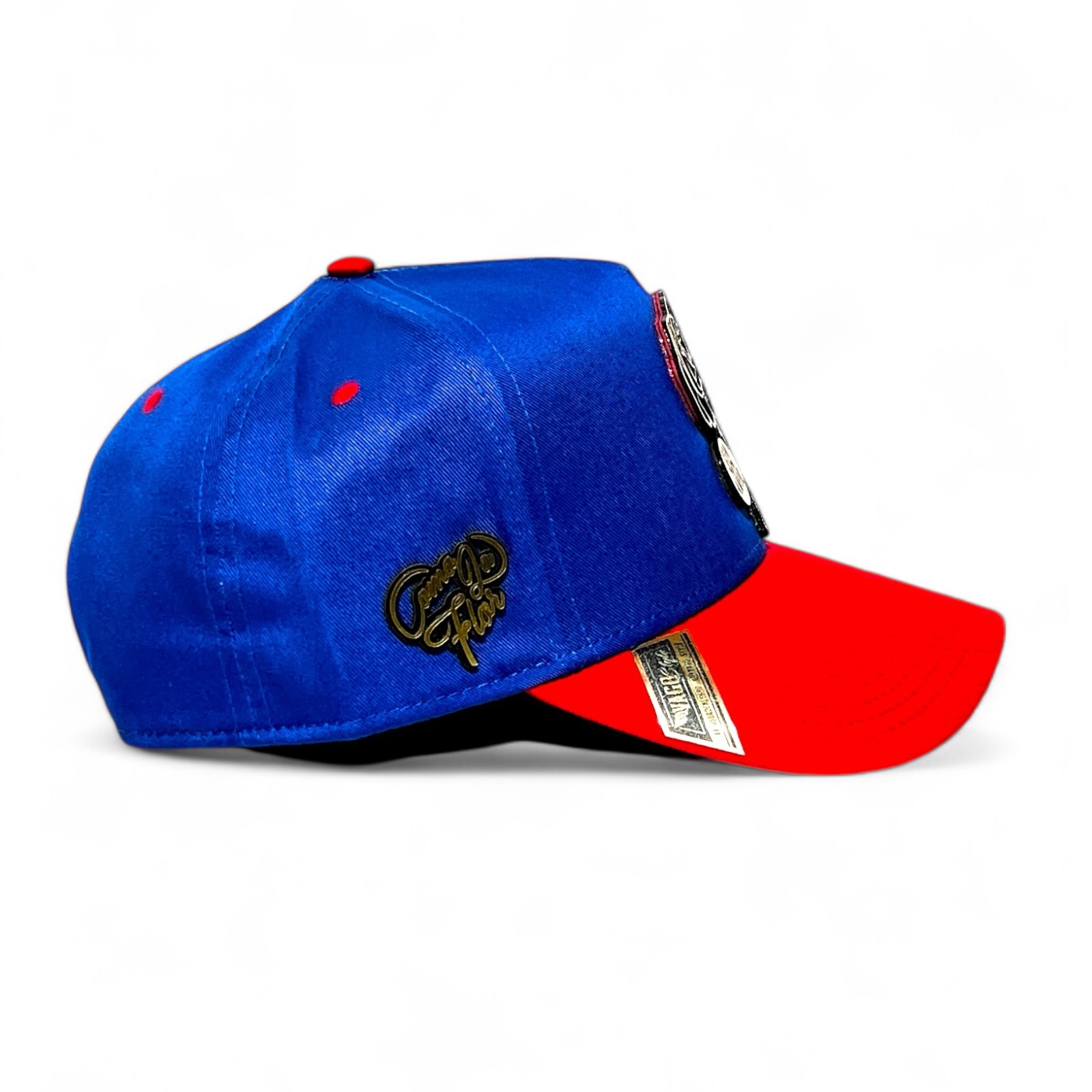 Foto 5 pulgar | Vago Style Como La Flor Gold Gorra Unica Artesanal Azul Rey Ajustable Con Visera Curva Roja