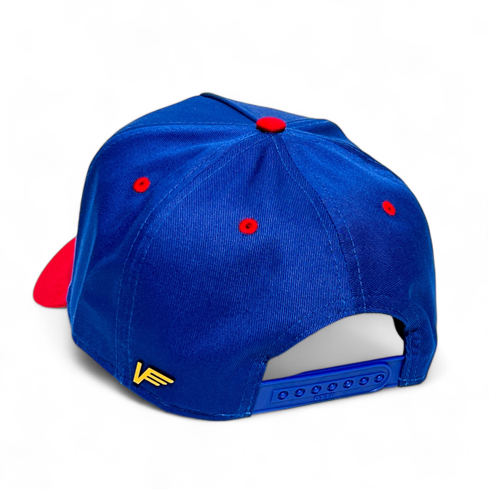 Foto 6 pulgar | Vago Style Como La Flor Gold Gorra Unica Artesanal Azul Rey Ajustable Con Visera Curva Roja