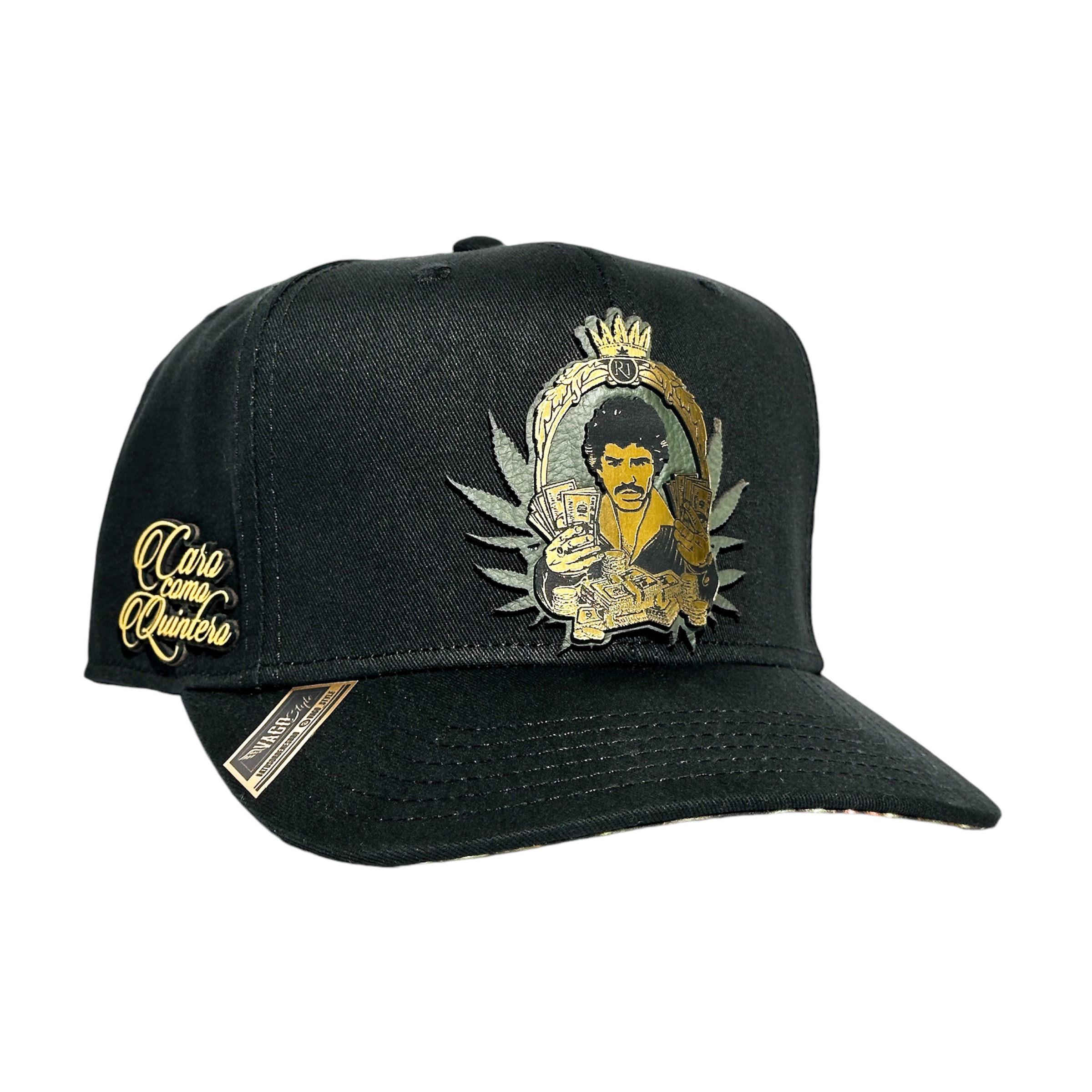 Vago Style Caro Como Quintero Gorra Unica Artesanal Negra Ajustable Con Visera Curva Con Estampado Bullets Bajo Visera