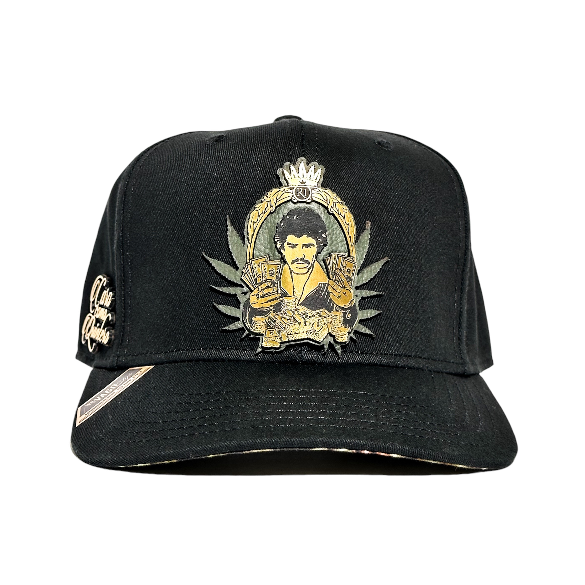 Foto 3 pulgar | Vago Style Caro Como Quintero Gorra Unica Artesanal Negra Ajustable Con Visera Curva Con Estampado Bullets Bajo Visera