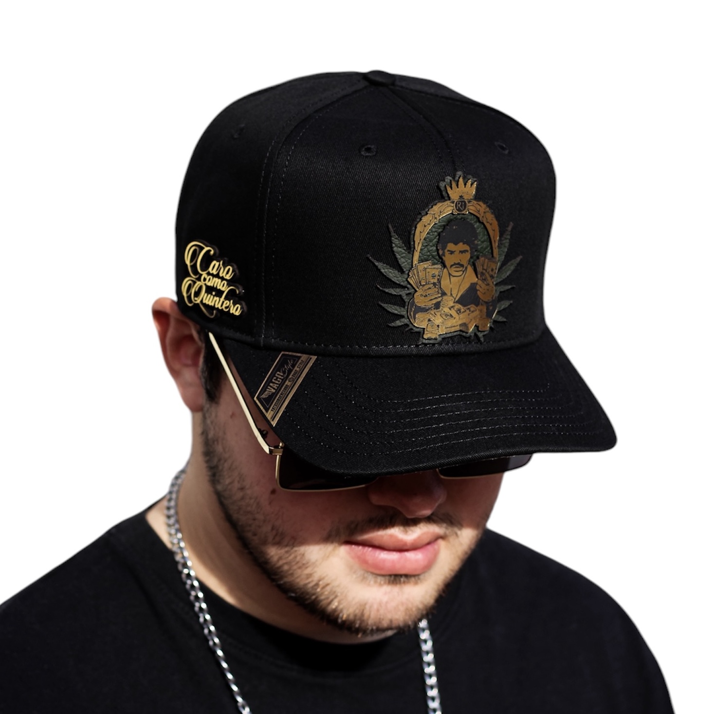 Foto 4 pulgar | Vago Style Caro Como Quintero Gorra Unica Artesanal Negra Ajustable Con Visera Curva Con Estampado Bullets Bajo Visera