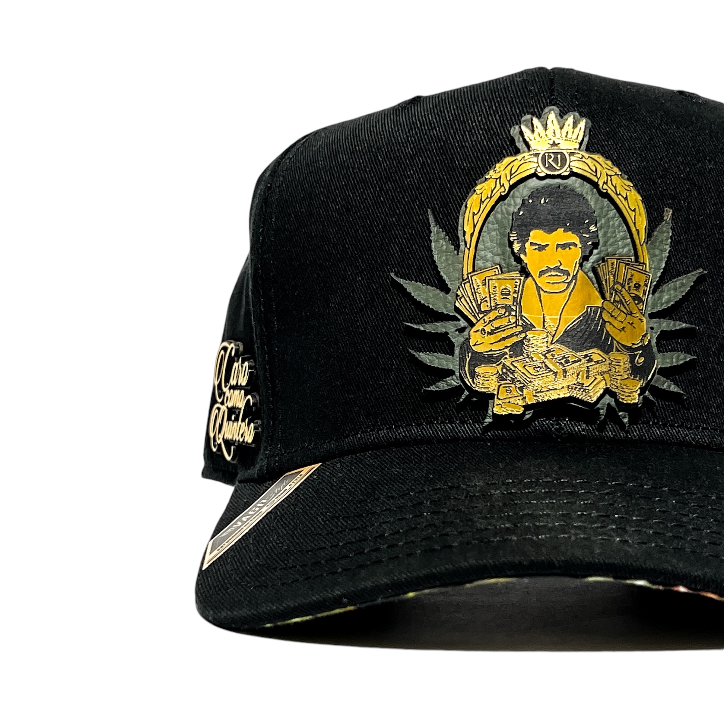 Foto 4 | Vago Style Caro Como Quintero Gorra Unica Artesanal Negra Ajustable Con Visera Curva Con Estampado Bullets Bajo Visera