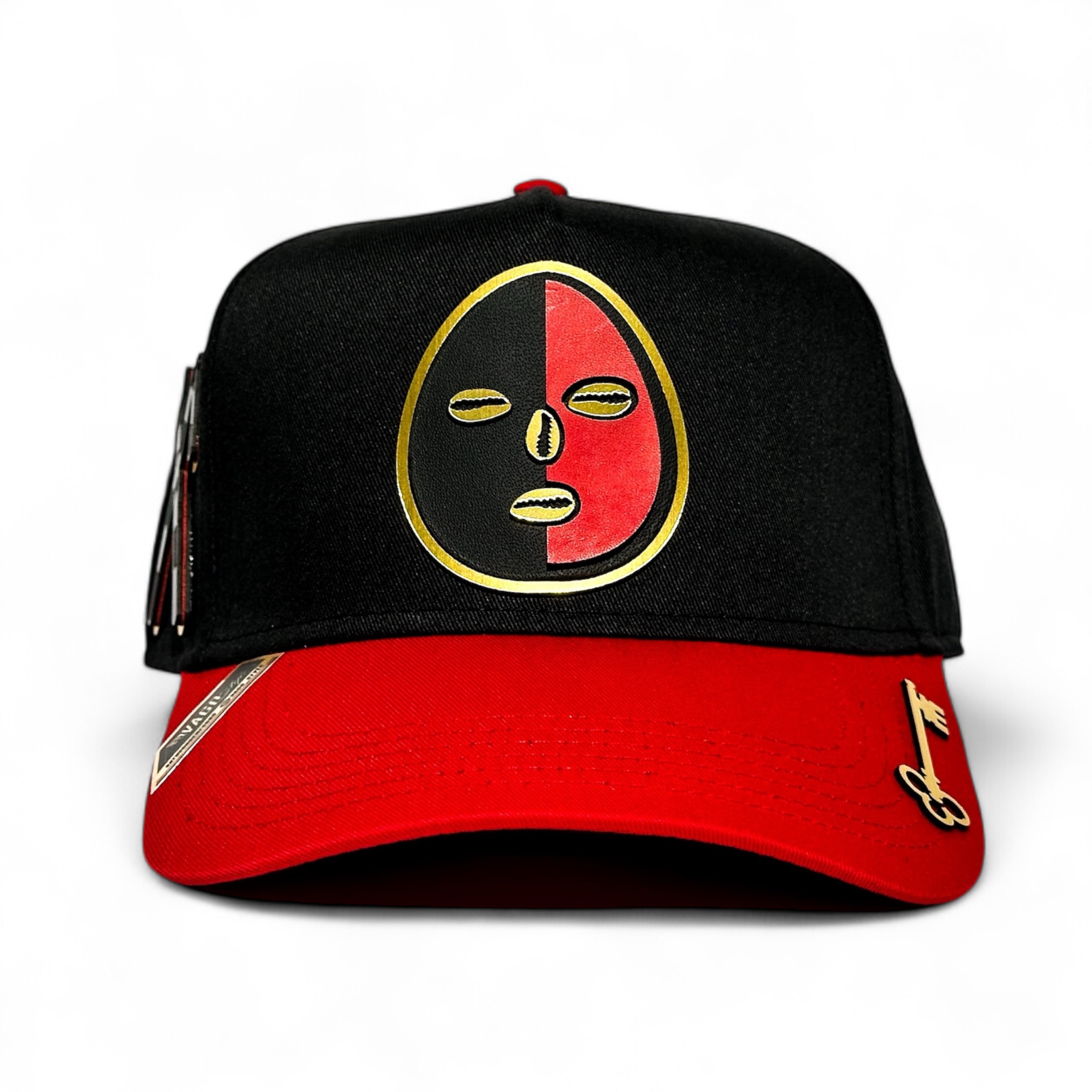 Foto 2 | Vago Style Eleggua Gorra Unica Artesanal Negra Ajustable Con Visera Curva Roja