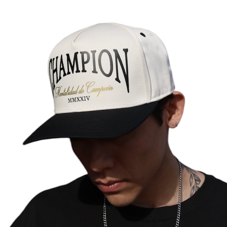 Foto 4 pulgar | Vago Style Champion Gorra Unica Artesanal Marfil Ajustable Con Visera Curva Negra