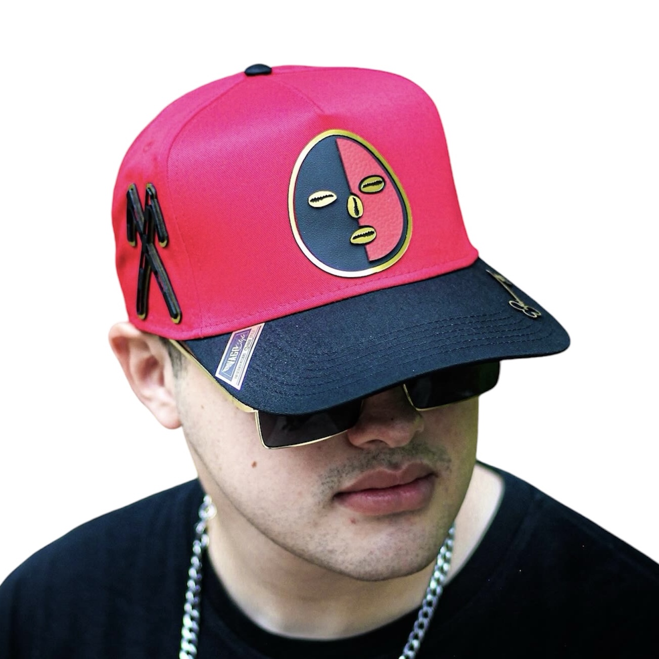 Foto 4 pulgar | Vago Style Eleggua Gorra Unica Artesanal Roja Ajustable Con Visera Curva Negra