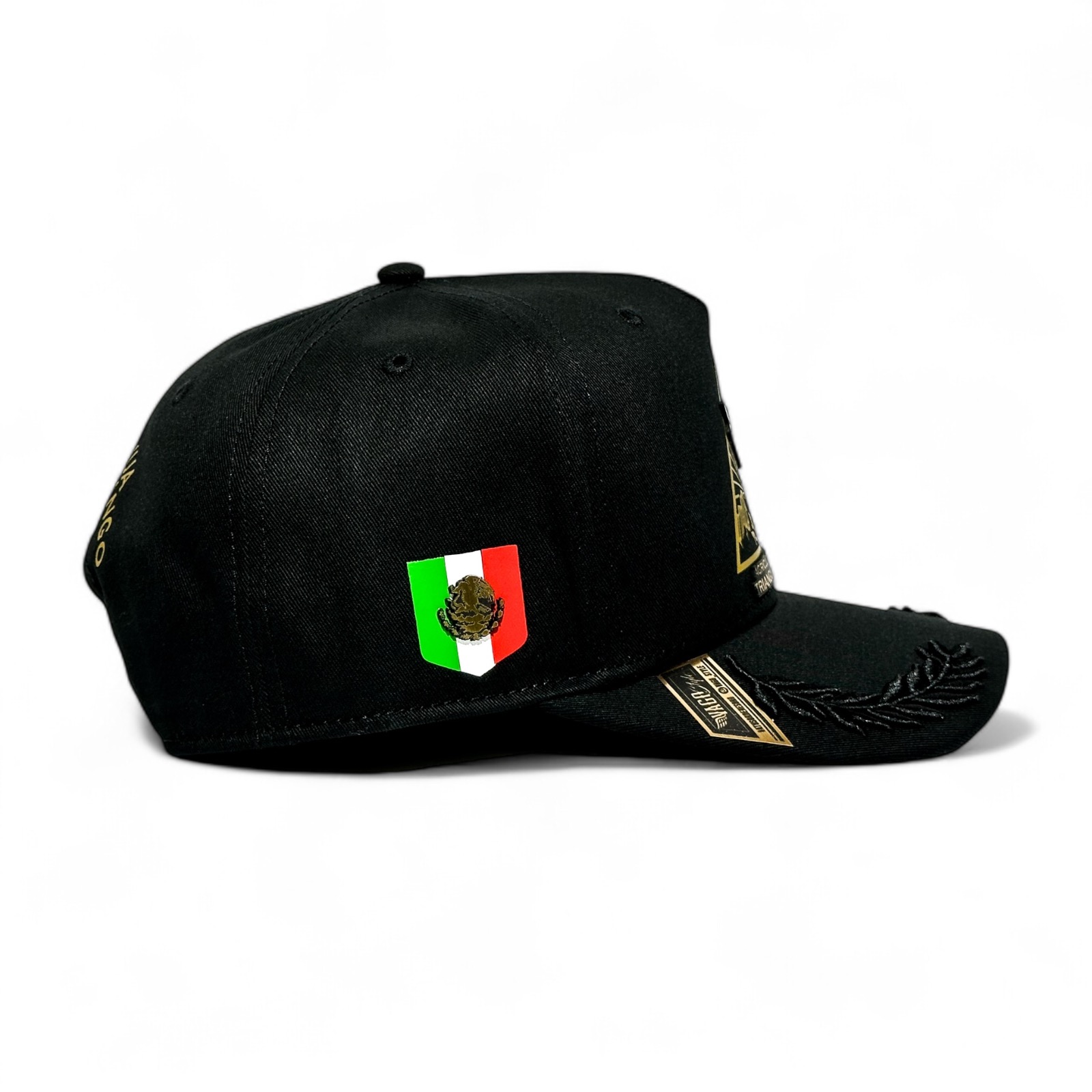 Foto 7 pulgar | Vago Style Triangulo Dorado Gorra Unica Artesanal Negra Ajustable Con Visera Curva Con Laureles Negros