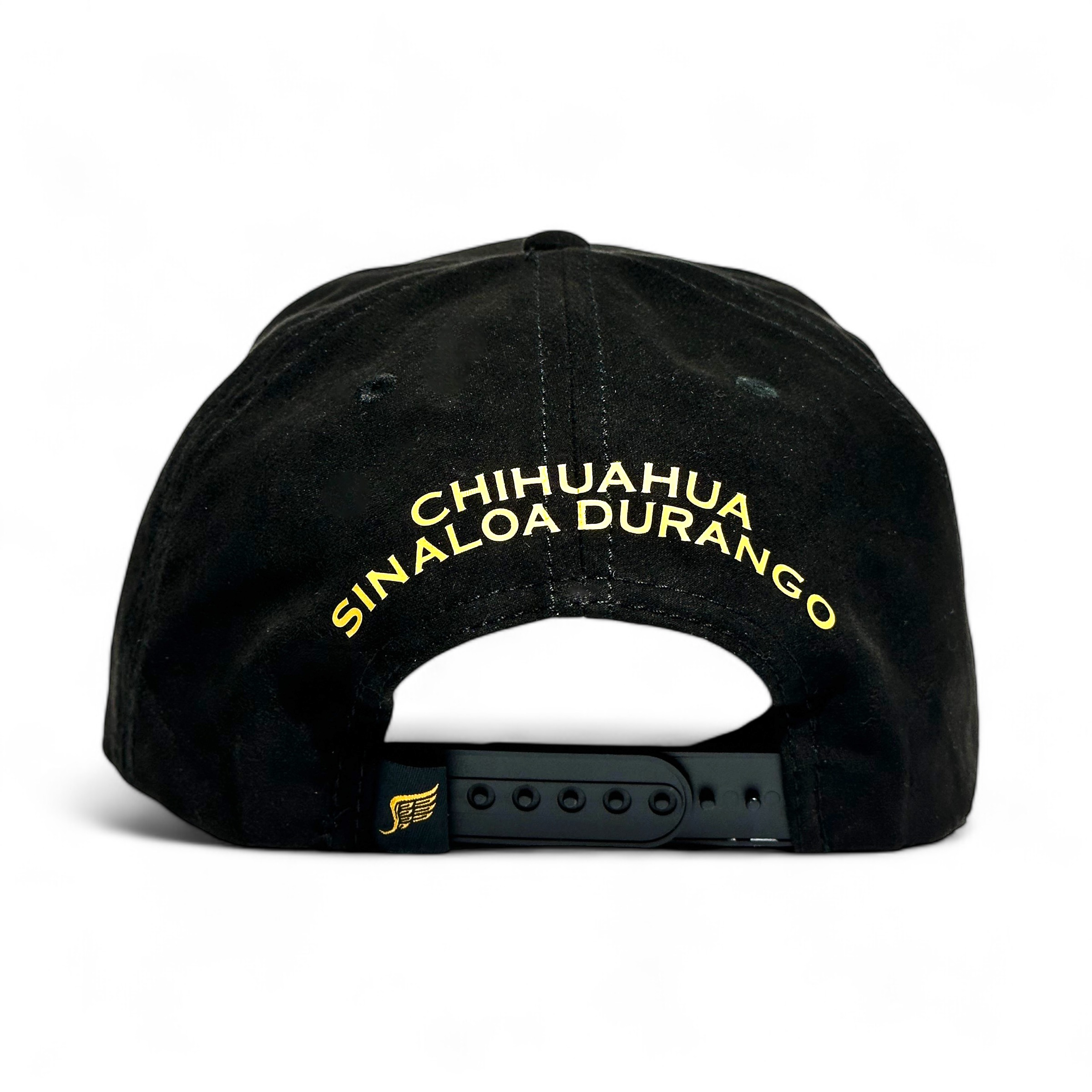 Foto 6 pulgar | Vago Style Triangulo Dorado Gorra Unica Artesanal Negra De Gamuza Ajustable Con Visera Curva