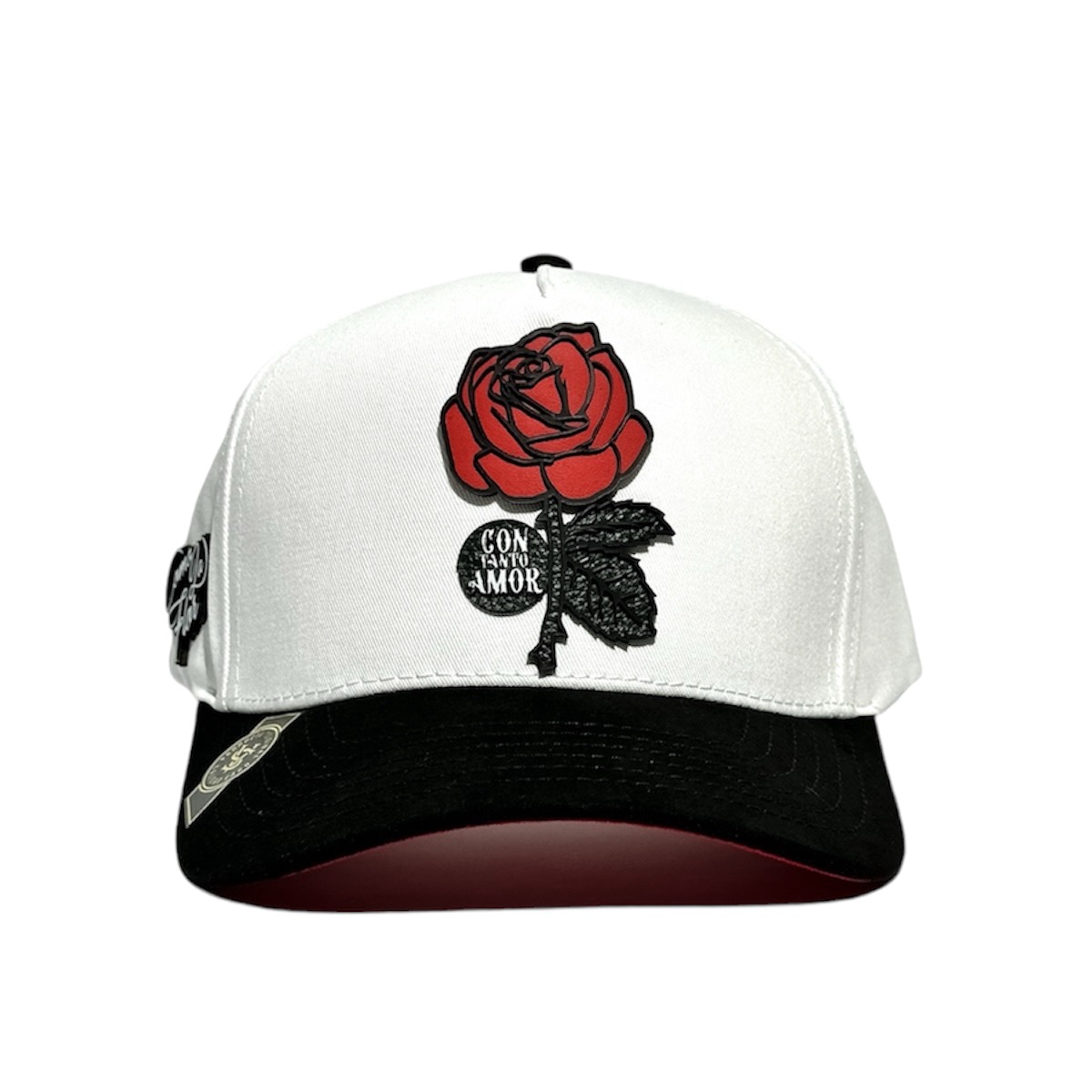 Foto 3 pulgar | Vago Style Como La Flor Gorra Unica Artesanal Blanca Ajustable Con Visera Curva Negra