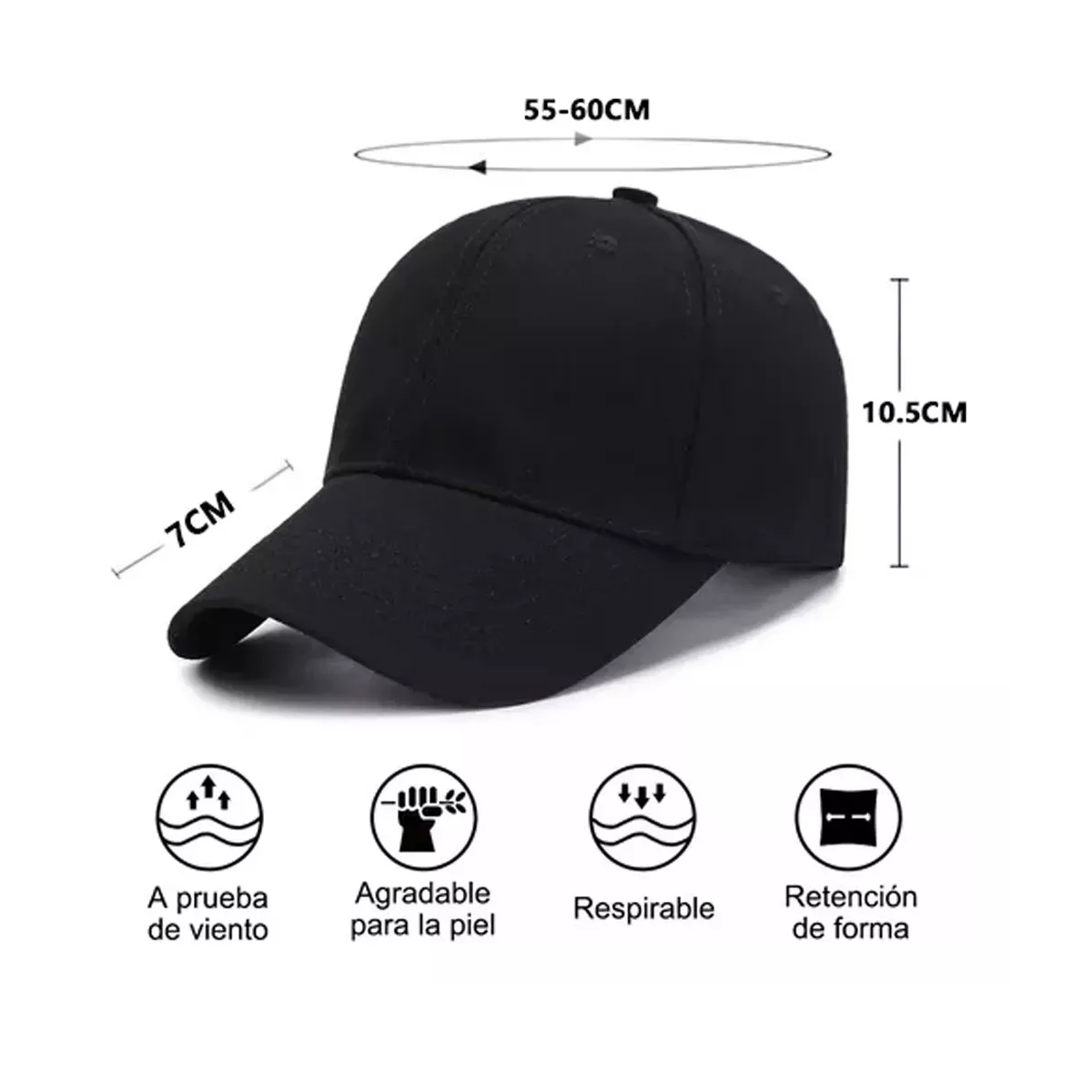 Foto 4 pulgar | Pack Gorra De Béisbol Cómoda Para Deportes Al Aire Libre Eo Safe Imports Esi-15777 Negro