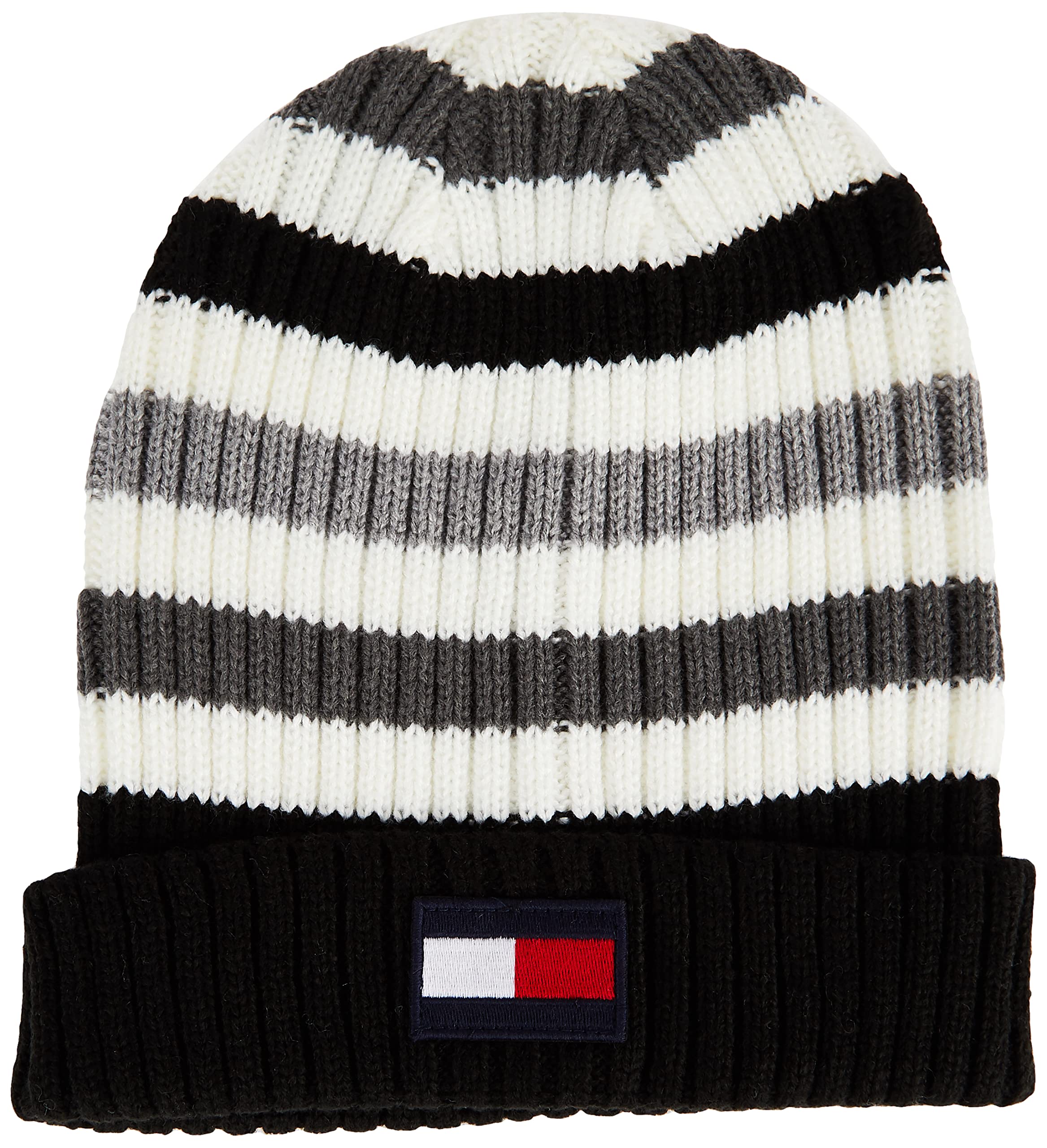 Foto 2 pulgar | Gorro Tommy Hilfiger Con Puño Acanalado Para Hombre, Gris Jaspeado, A Rayas - Venta Internacional.