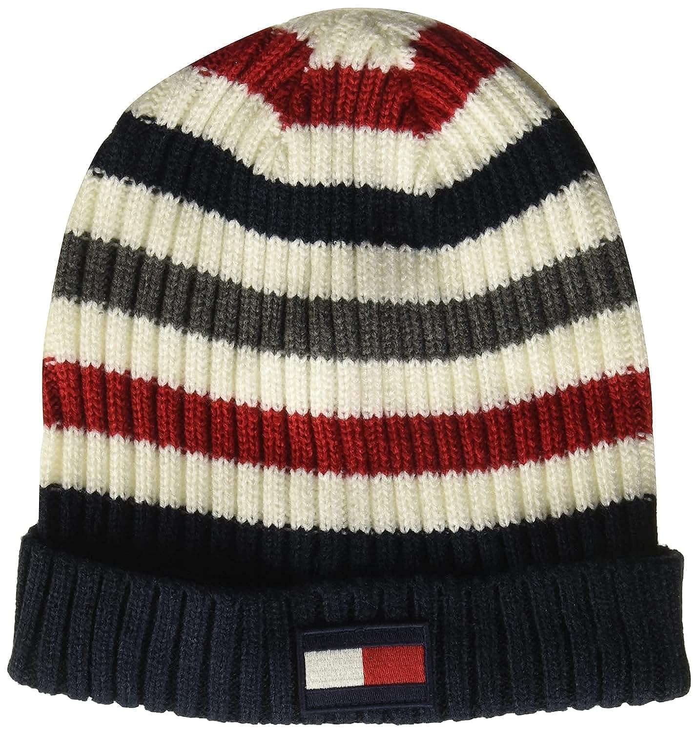 Foto 2 pulgar | Gorro Tommy Hilfiger Con Puño Acanalado Para Hombre A Rayas Blancas - Venta Internacional.