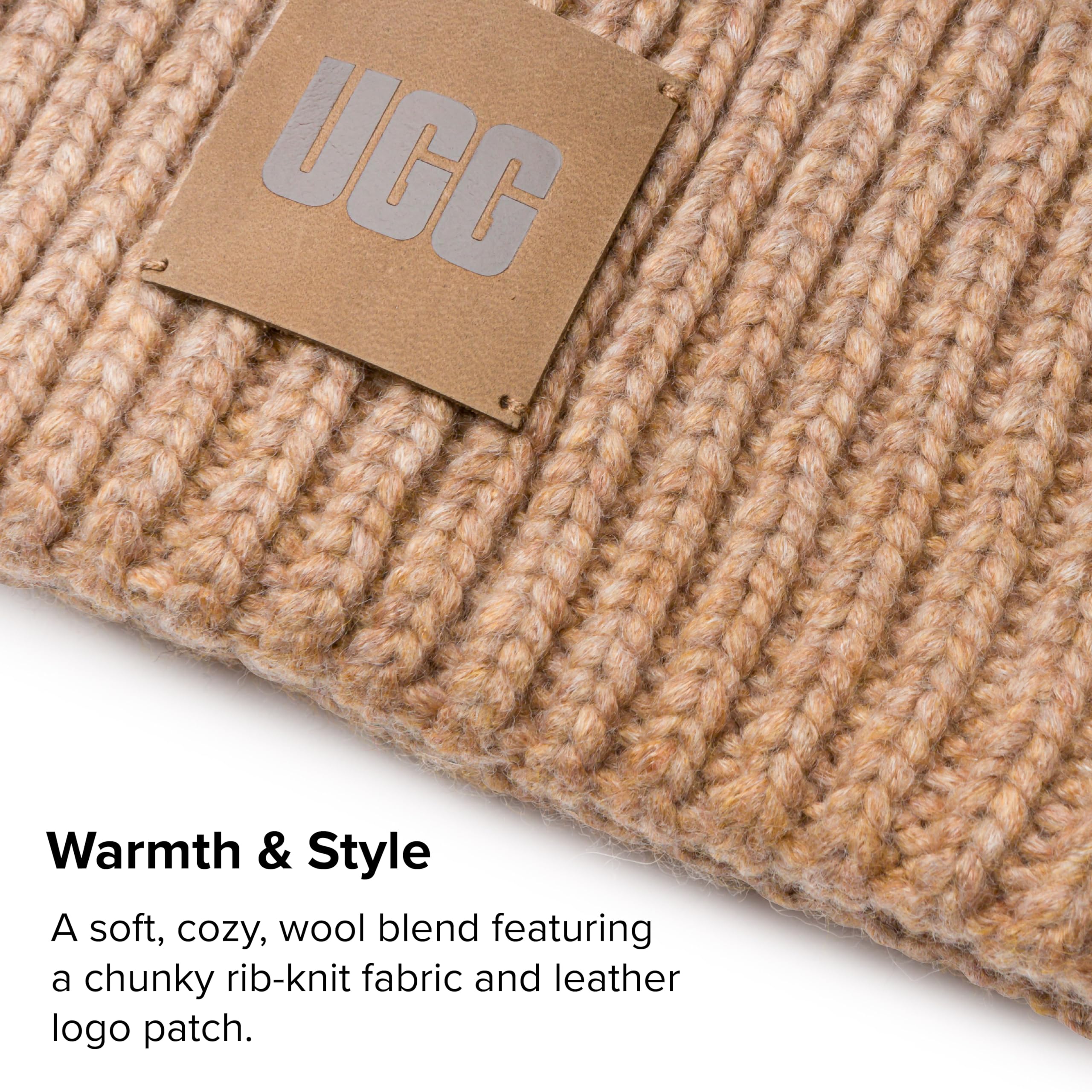 Foto 2 | Beanie Ugg Para Hombre, Con Borde Grueso, Mezcla De Lana Camel - Venta Internacional.