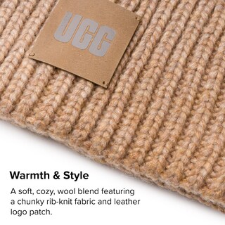 Foto 2 | Beanie Ugg Para Hombre, Con Borde Grueso, Mezcla De Lana Camel - Venta Internacional.