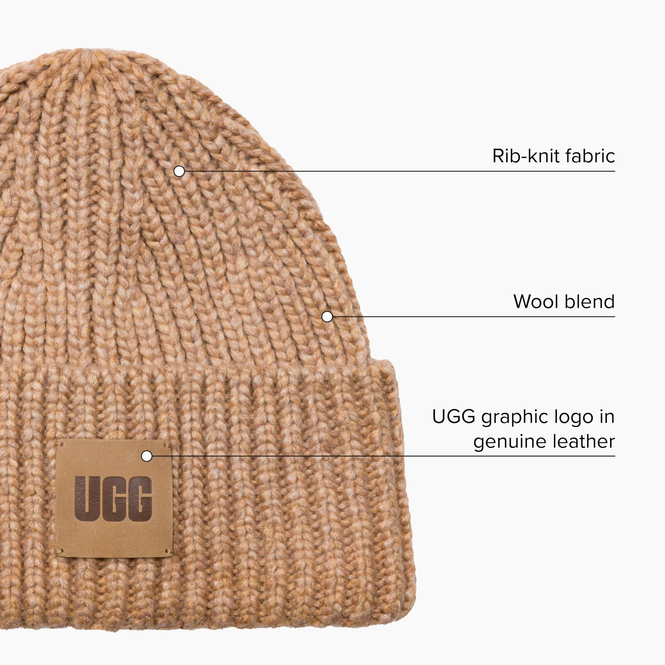 Foto 4 pulgar | Beanie Ugg Para Hombre, Con Borde Grueso, Mezcla De Lana Camel - Venta Internacional.