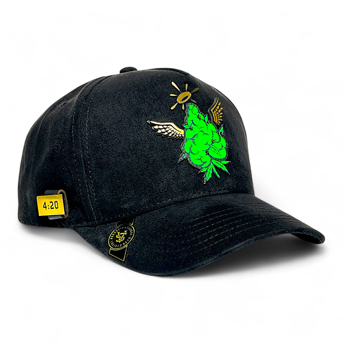 Foto 6 pulgar | Vago Style Flor Divina Negra Ajustable Gorra De Gamuza Exclusiva