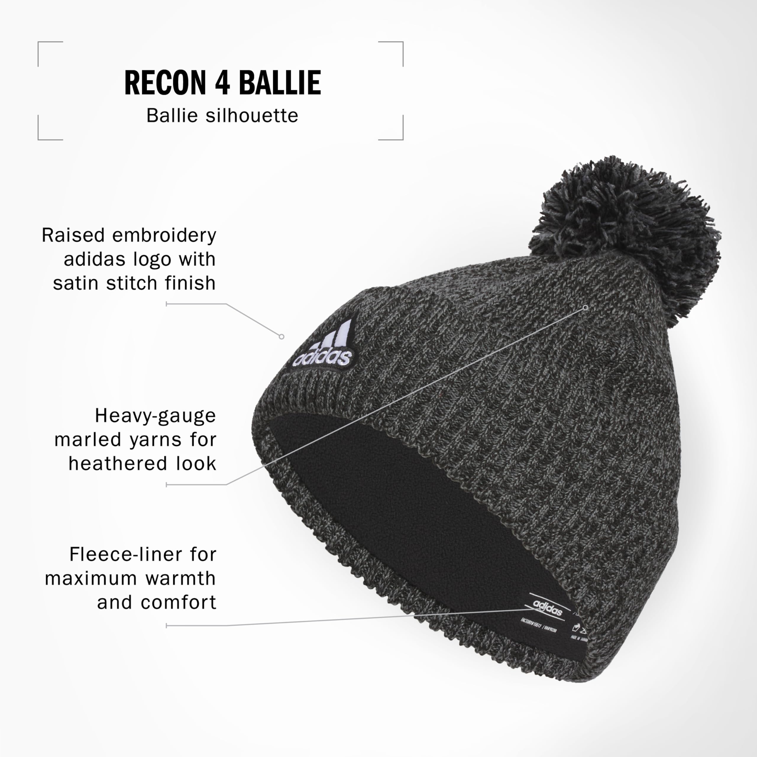 Foto 3 pulgar | Beanie Adidas Recon Ballie Gorro Para Hombre Black-onix Grey - Venta Internacional.