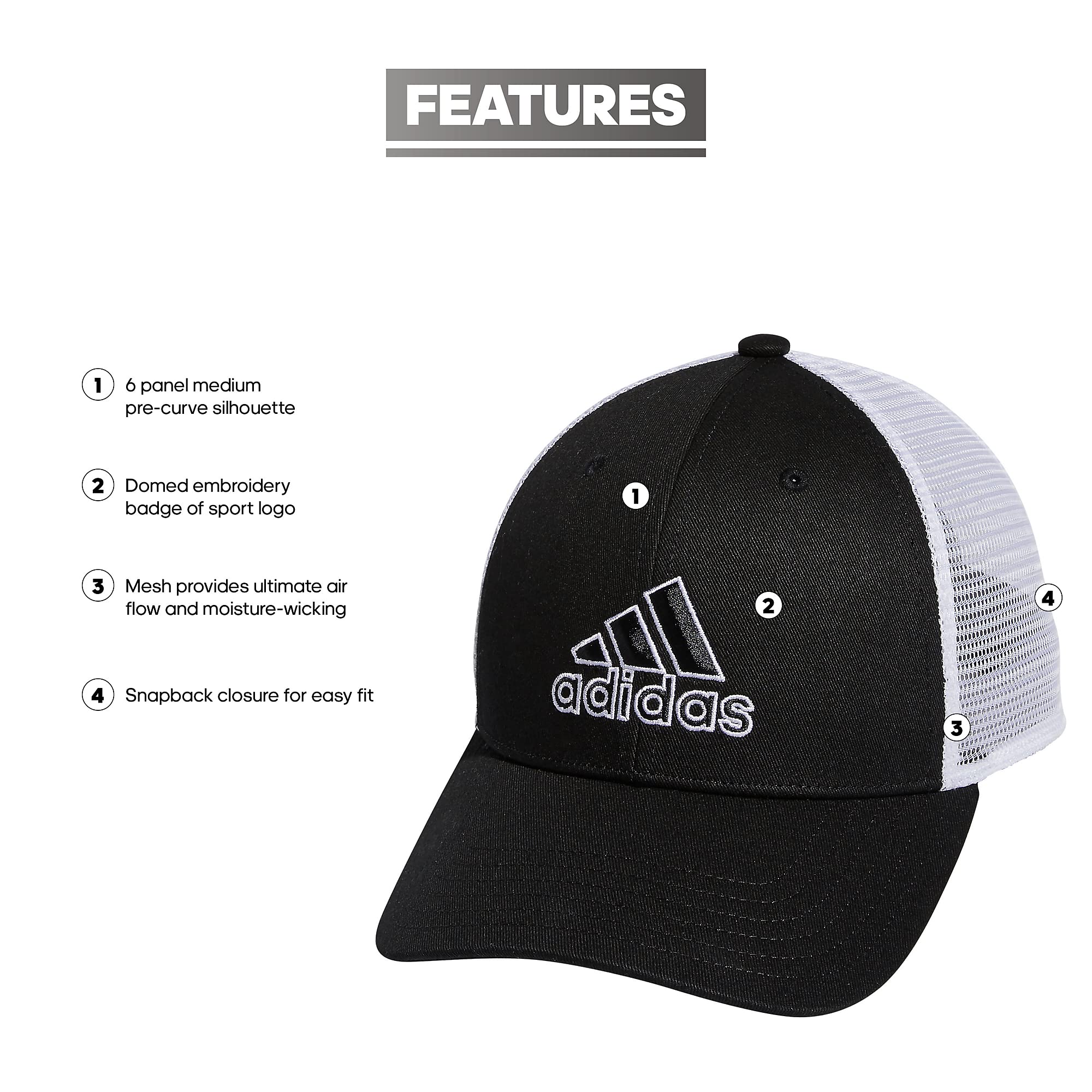 Foto 3 pulgar | Gorra Adidas Mesh Back Structured Low Crown Snapback Negra - Venta Internacional.