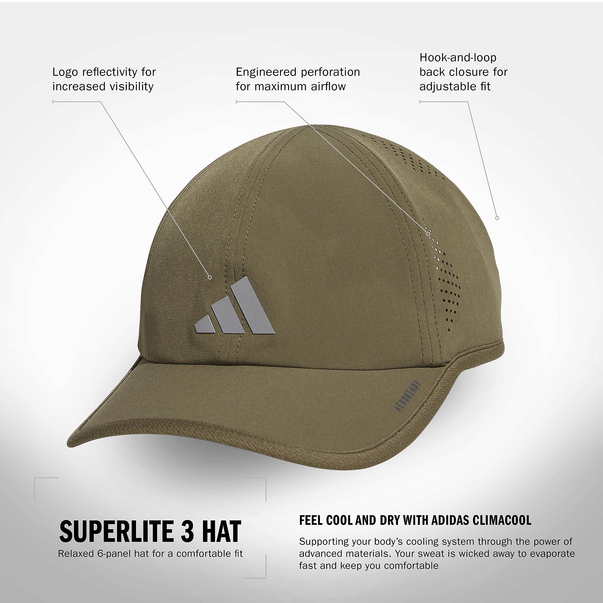 Foto 3 pulgar | Gorra Adidas Superlite Athletic Performance Verde Oliva - Venta Internacional.