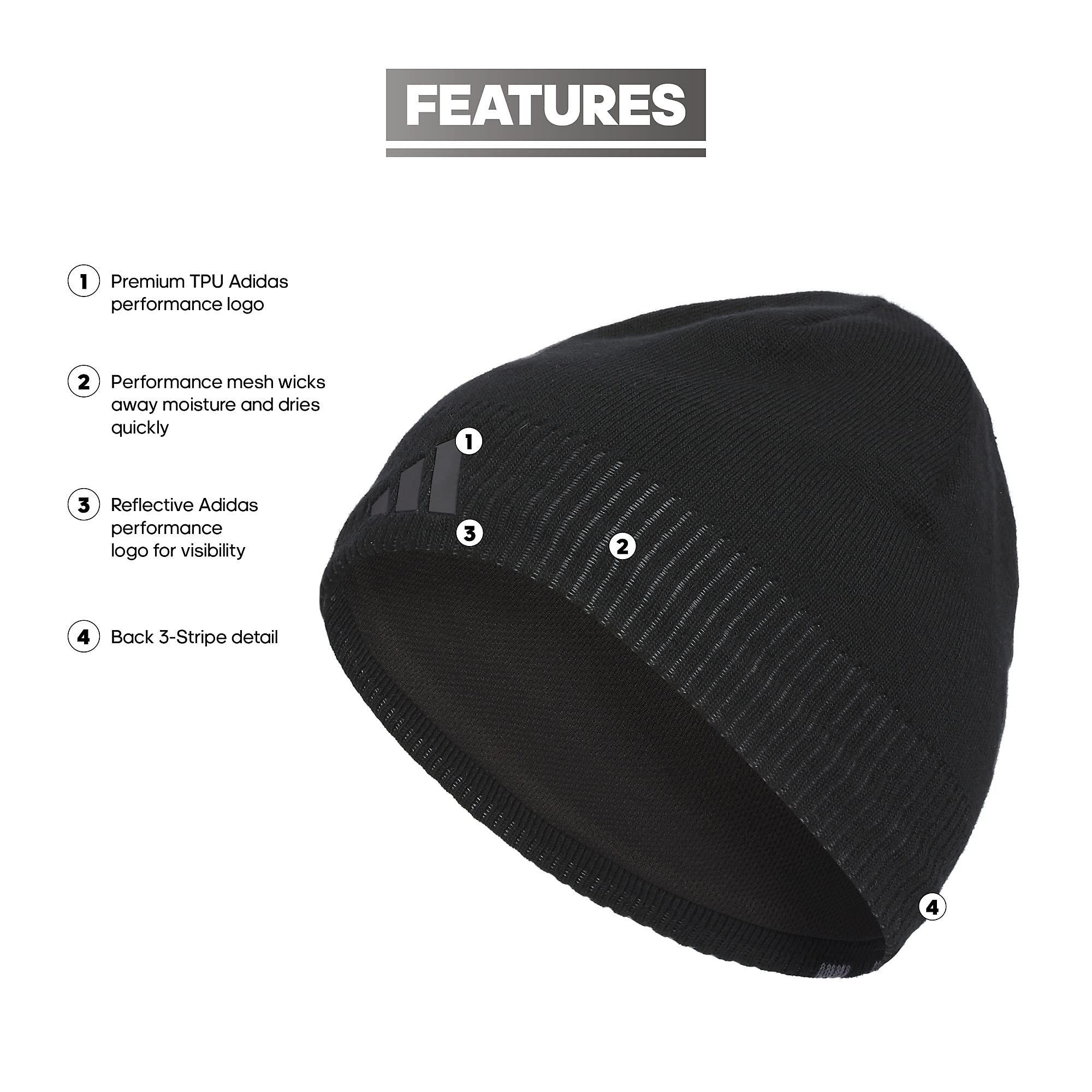 Foto 3 pulgar | Gorro Adidas Creator Para Hombre En Tejido Acrílico Negro/carbono/ónix - Venta Internacional.