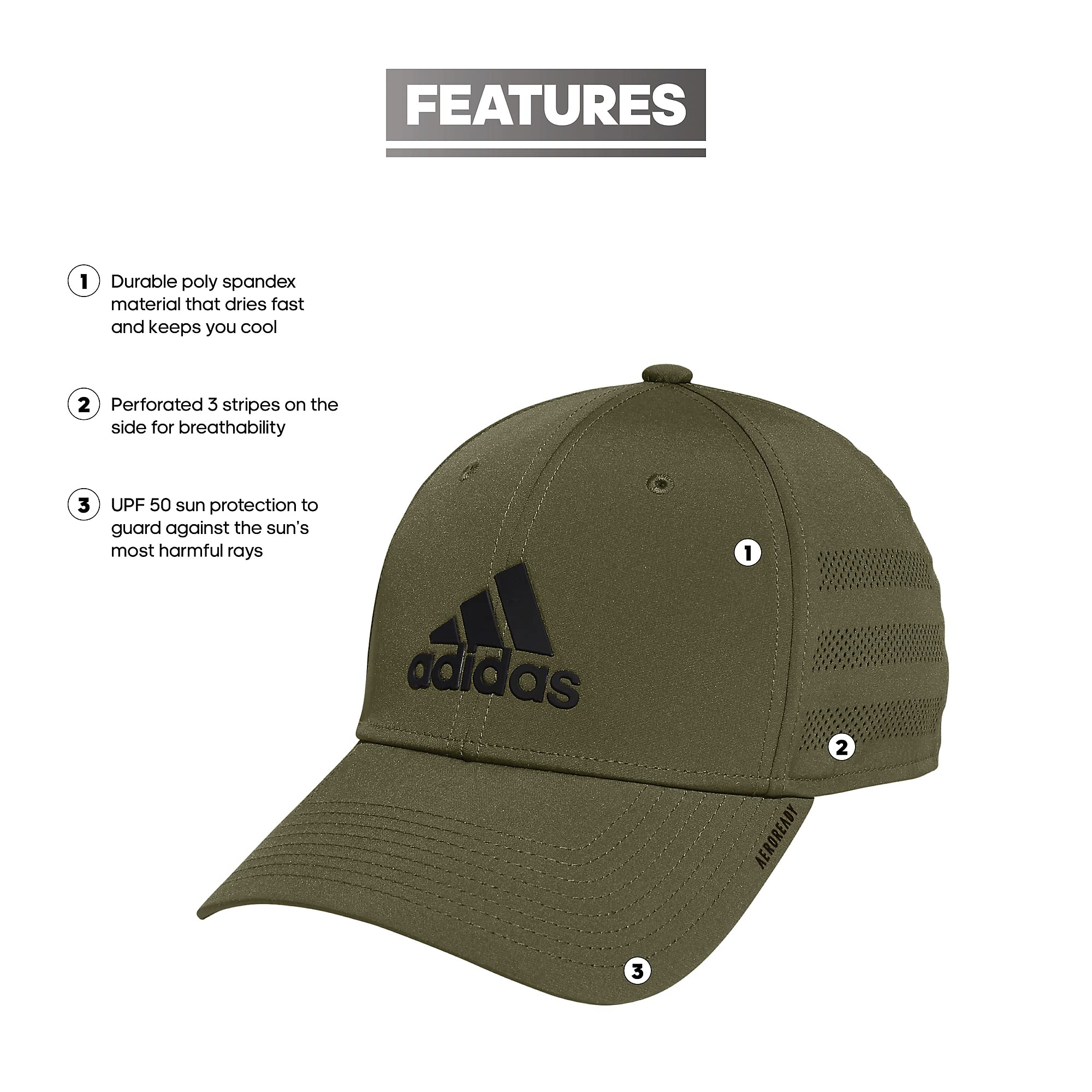 Foto 3 pulgar | Gorra Adidas Gameday Structured Stretch Fit Focus Olive L/xl - Venta Internacional.