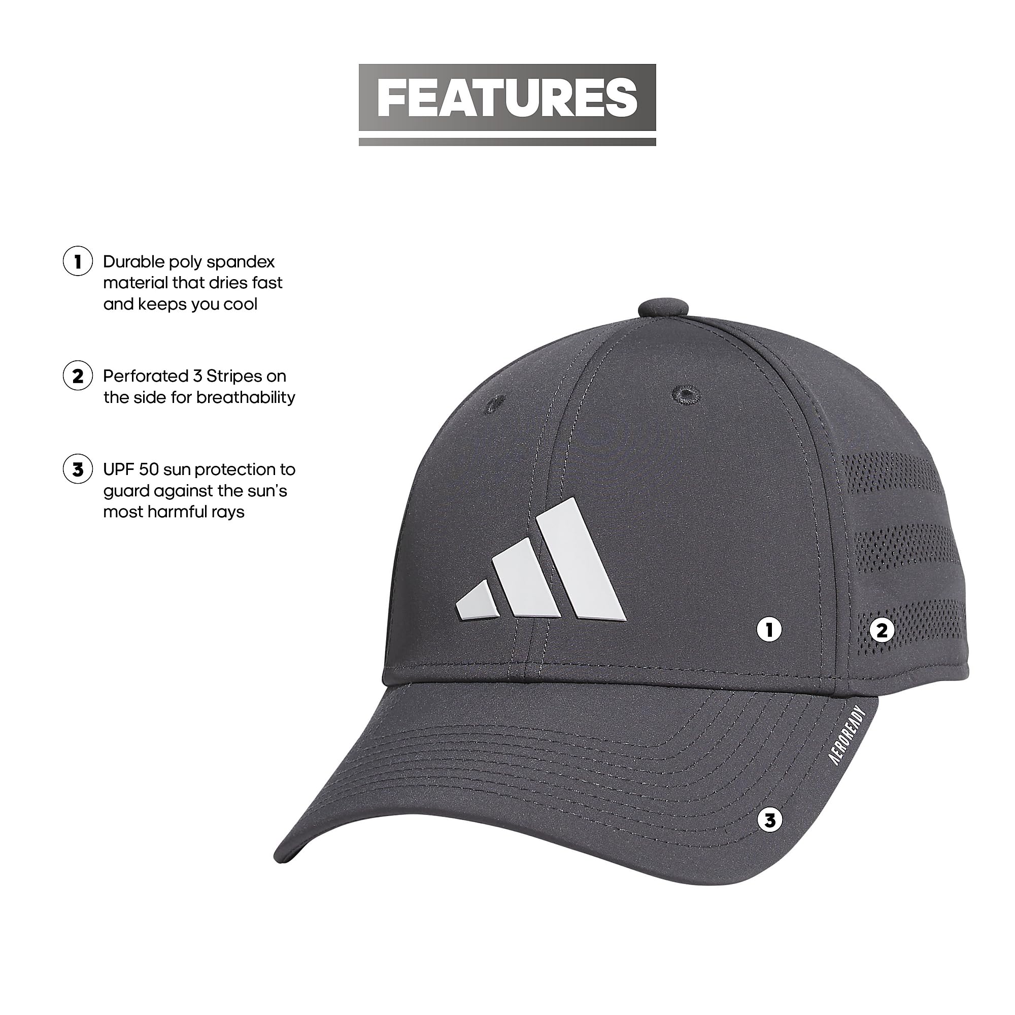 Foto 3 pulgar | Gorra Adidas Gameday Structured Stretch Fit Para Hombre, Color Gris - Venta Internacional.